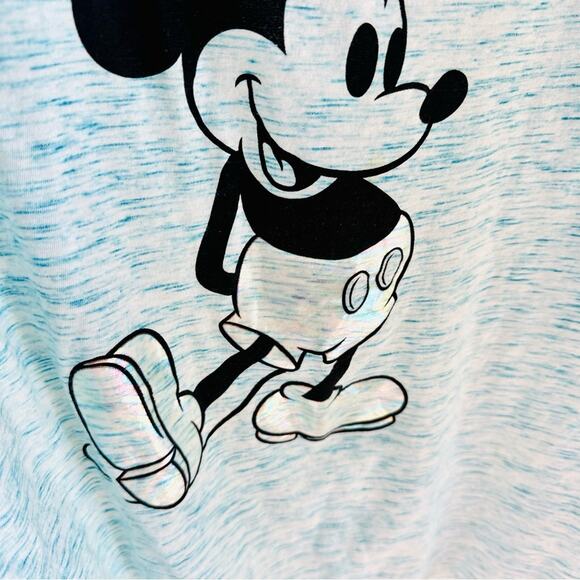 DISNEYLAND Disney Blue White Rainbow Mickey Distressed Short Sleeve Tee Shirt 2X - Picture 8 of 12
